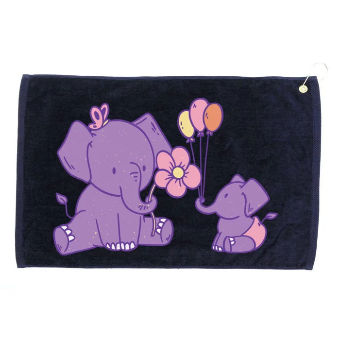 Cute Elephants Grommeted Golf Towel