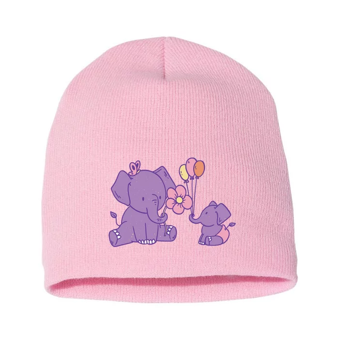 Cute Elephants Short Acrylic Beanie