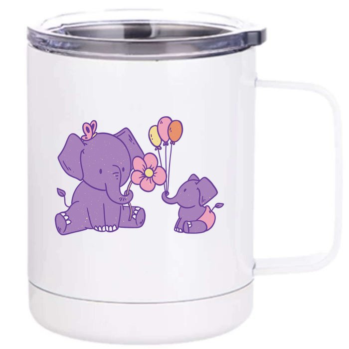 Cute Elephants Front & Back 12oz Stainless Steel Tumbler Cup