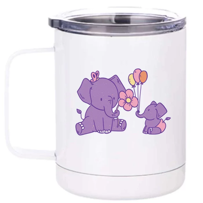 Cute Elephants Front & Back 12oz Stainless Steel Tumbler Cup