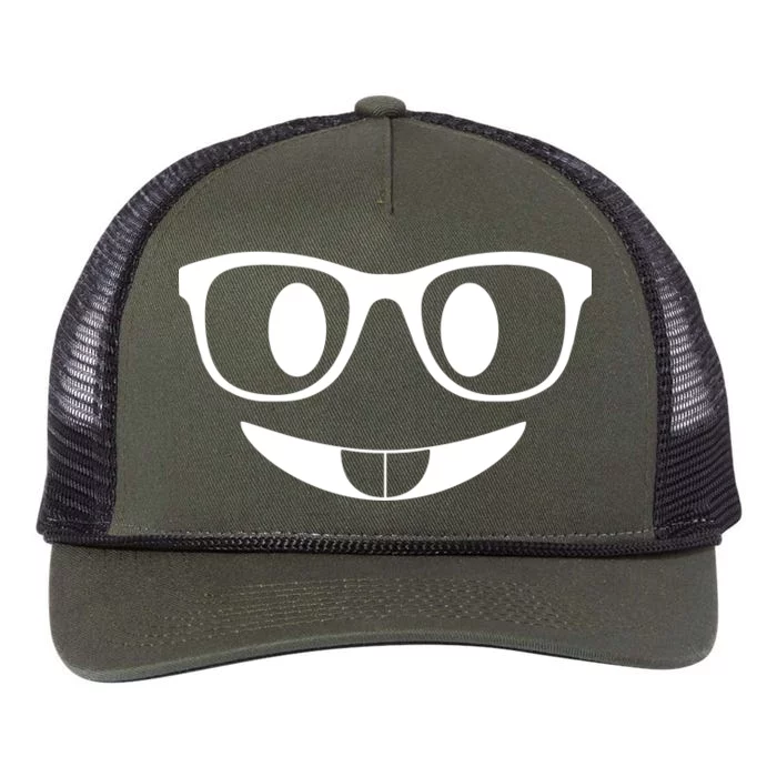 Cute Emoji Nerd Face Retro Rope Trucker Hat Cap