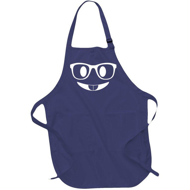 Cute Emoji Nerd Face Full-Length Apron With Pockets