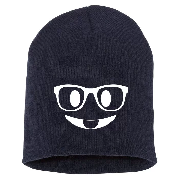 Cute Emoji Nerd Face Short Acrylic Beanie