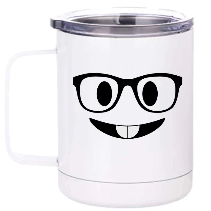 Cute Emoji Nerd Face Front & Back 12oz Stainless Steel Tumbler Cup