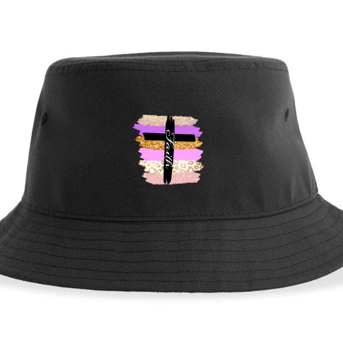 Cute Faith Cross Leopard Sustainable Bucket Hat