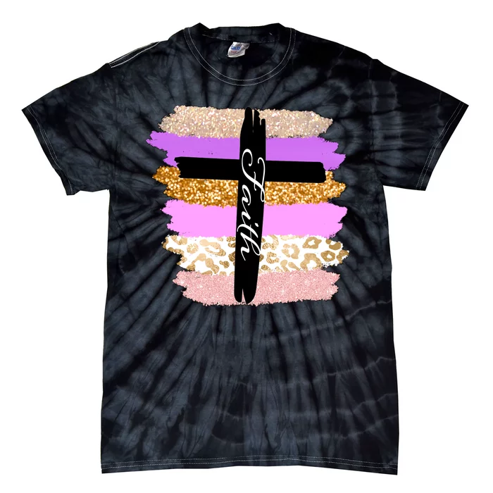 Cute Faith Cross Leopard Tie-Dye T-Shirt