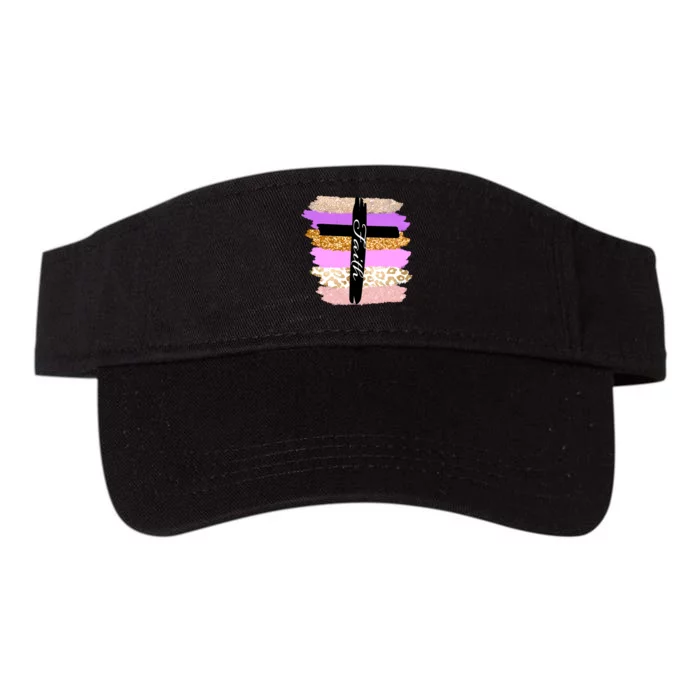 Cute Faith Cross Leopard Valucap Bio-Washed Visor