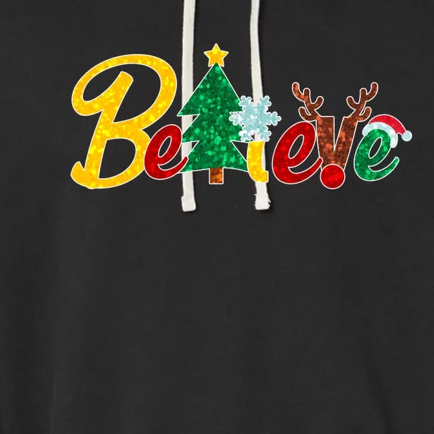 Cute Festive Christmas Believe Garment-Dyed Fleece Hoodie