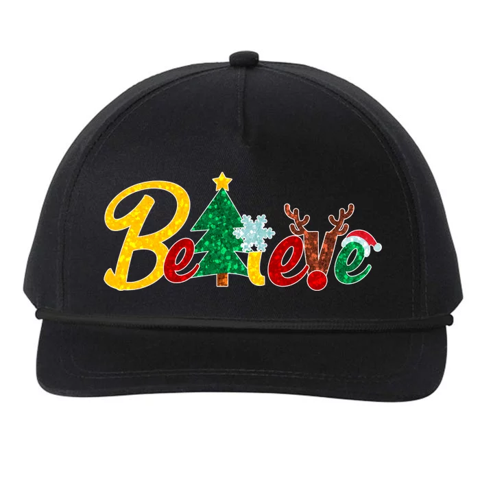 Cute Festive Christmas Believe Snapback Five-Panel Rope Hat