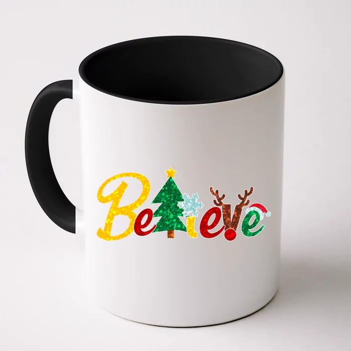 Cute Festive Christmas Believe Front & Back Coffee Mug