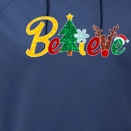 Cute Festive Christmas Believe Performance Fleece Hoodie