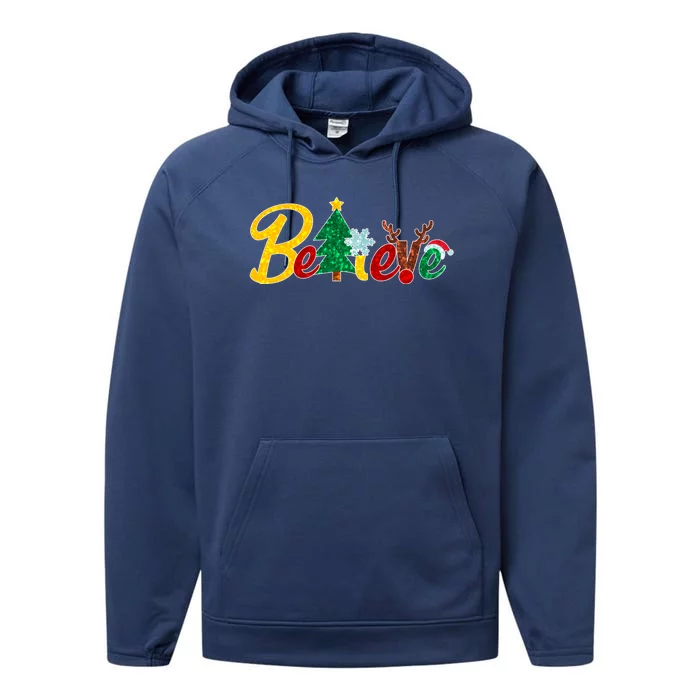 Cute Festive Christmas Believe Performance Fleece Hoodie