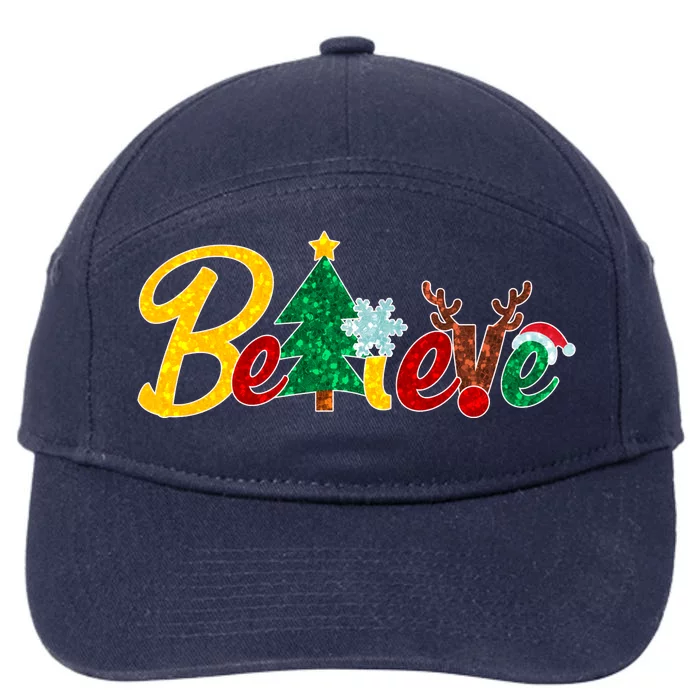 Cute Festive Christmas Believe 7-Panel Snapback Hat