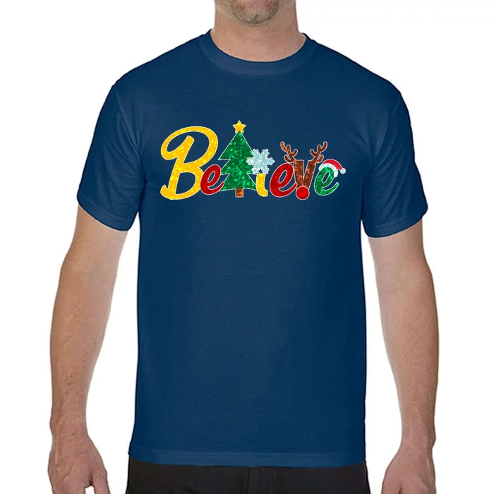 Cute Festive Christmas Believe Comfort Colors T-Shirt