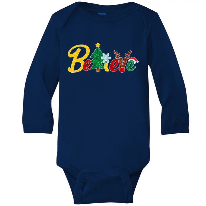 Cute Festive Christmas Believe Baby Long Sleeve Bodysuit