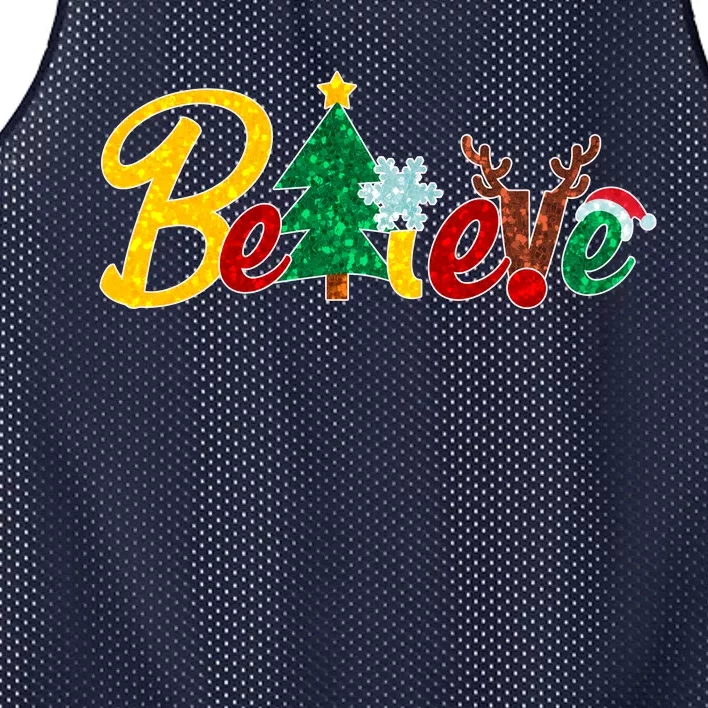 Cute Festive Christmas Believe Mesh Reversible Basketball Jersey Tank