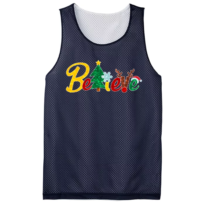 Cute Festive Christmas Believe Mesh Reversible Basketball Jersey Tank