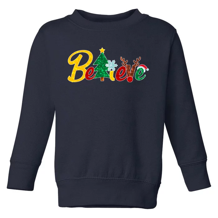 Cute Festive Christmas Believe Toddler Sweatshirt