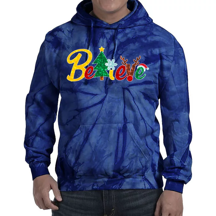 Cute Festive Christmas Believe Tie Dye Hoodie