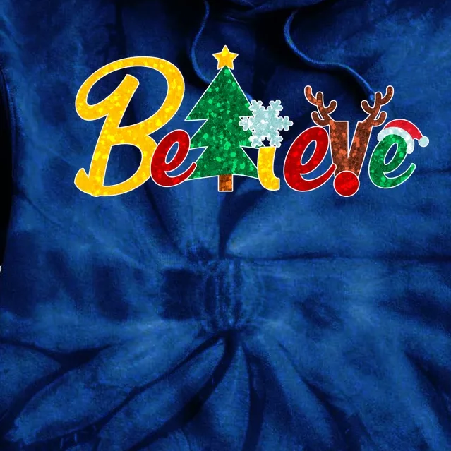 Cute Festive Christmas Believe Tie Dye Hoodie