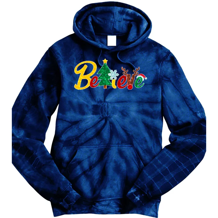 Cute Festive Christmas Believe Tie Dye Hoodie