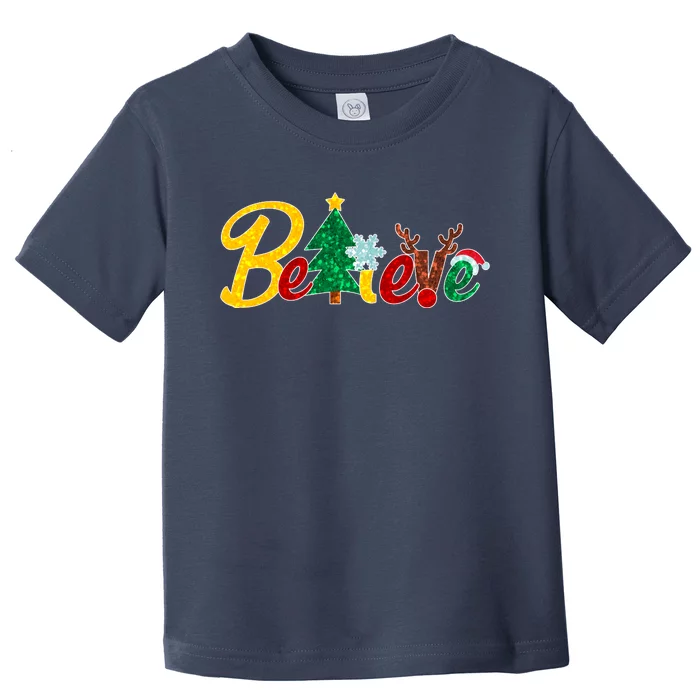 Cute Festive Christmas Believe Toddler T-Shirt