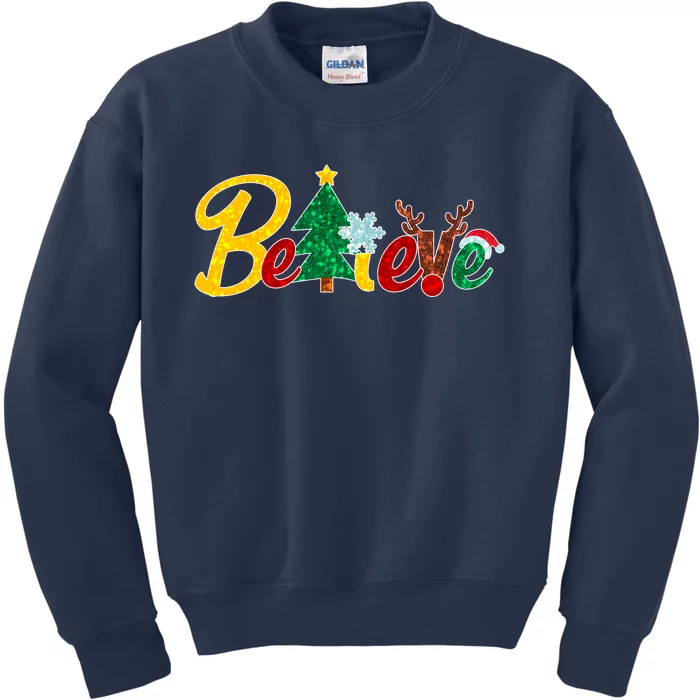 Cute Festive Christmas Believe Kids Sweatshirt