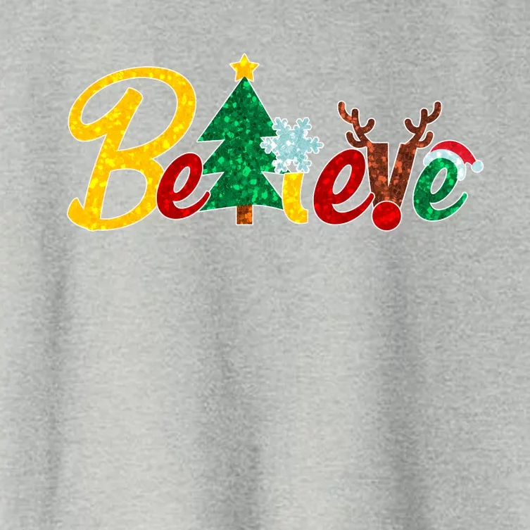 Cute Festive Christmas Believe Women's Crop Top Tee