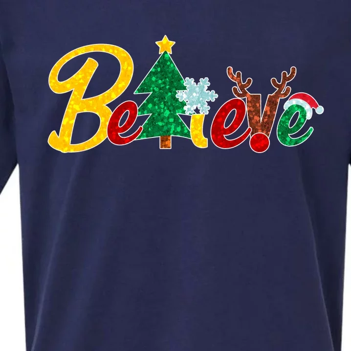 Cute Festive Christmas Believe Sueded Cloud Jersey T-Shirt