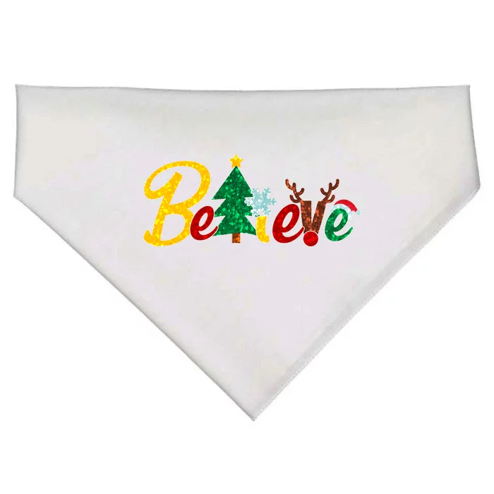 Cute Festive Christmas Believe USA-Made Doggie Bandana