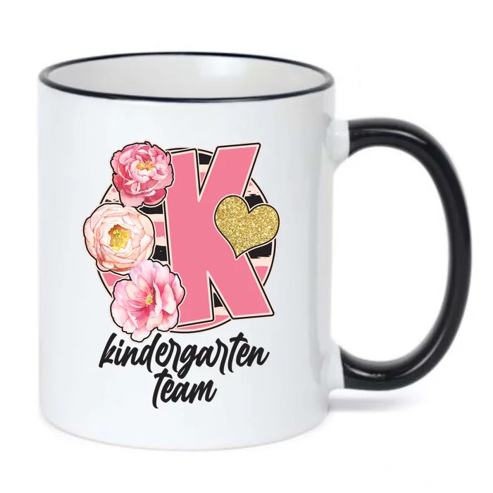 Cute Floral Glam Kindergarten Team Black Color Changing Mug