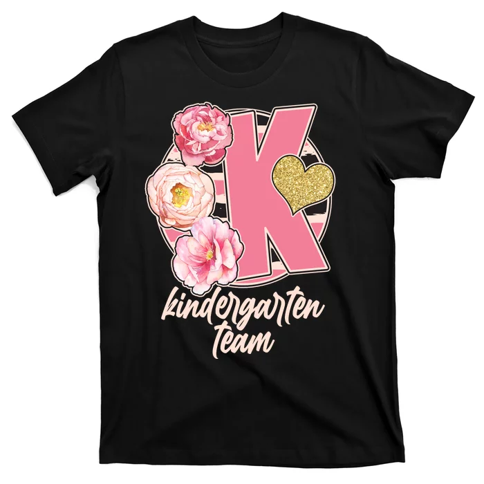 Cute Floral Glam Kindergarten Team T-Shirt