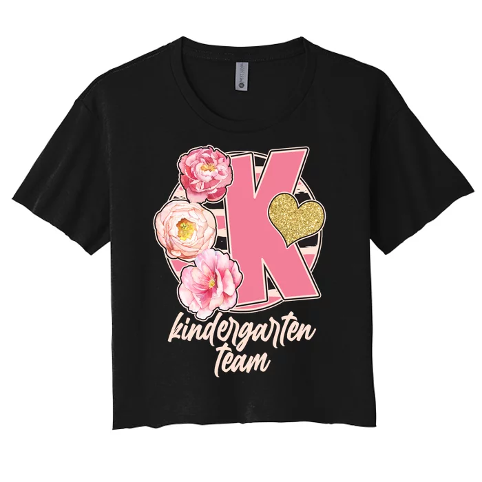 Cute Floral Glam Kindergarten Team Women's Crop Top Tee