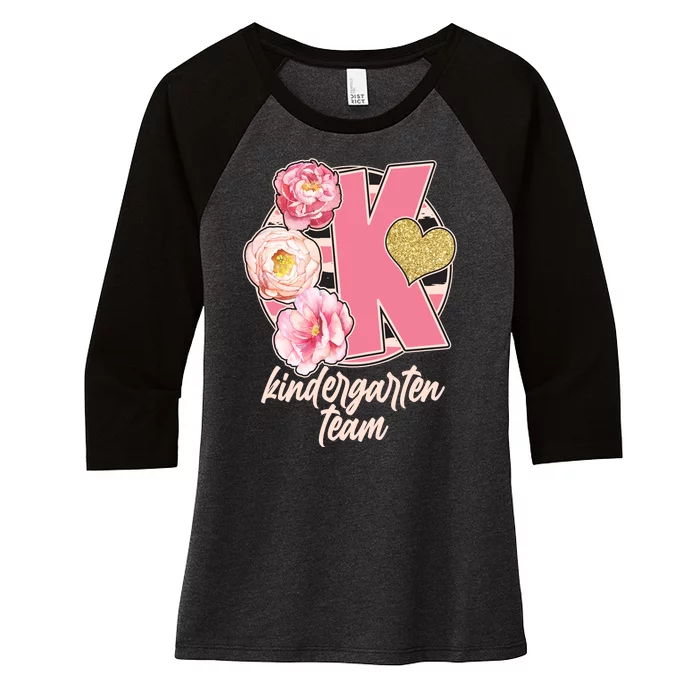 Cute Floral Glam Kindergarten Team Women's Tri-Blend 3/4-Sleeve Raglan Shirt