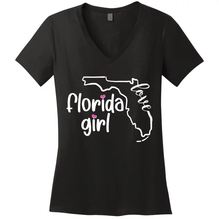 Cute Florida Girl Love Women's V-Neck T-Shirt