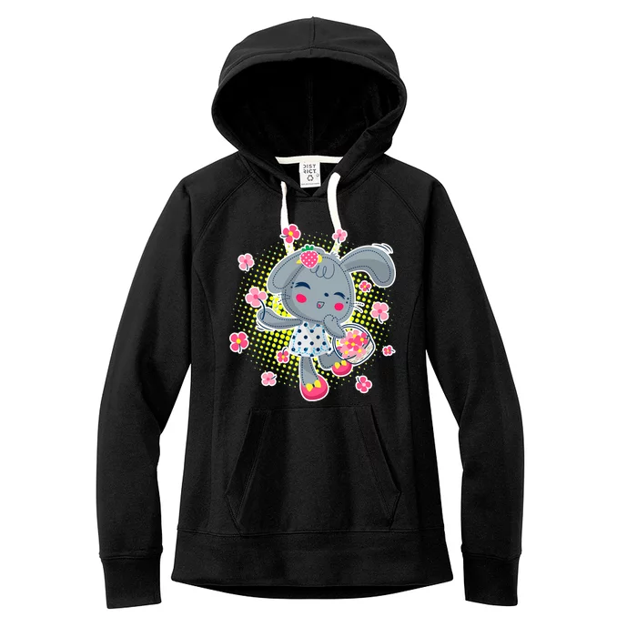 Cute Flower Easter Bunny Women's Fleece Hoodie