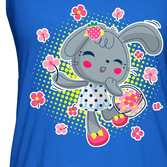 Cute Flower Easter Bunny Ladies Essential Flowy Tank