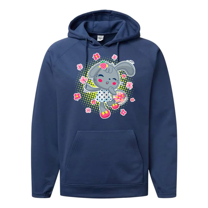 Cute Flower Easter Bunny Performance Fleece Hoodie