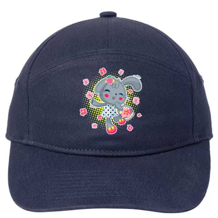 Cute Flower Easter Bunny 7-Panel Snapback Hat