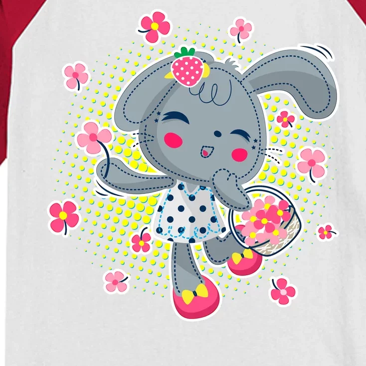 Cute Flower Easter Bunny Kids Colorblock Raglan Jersey