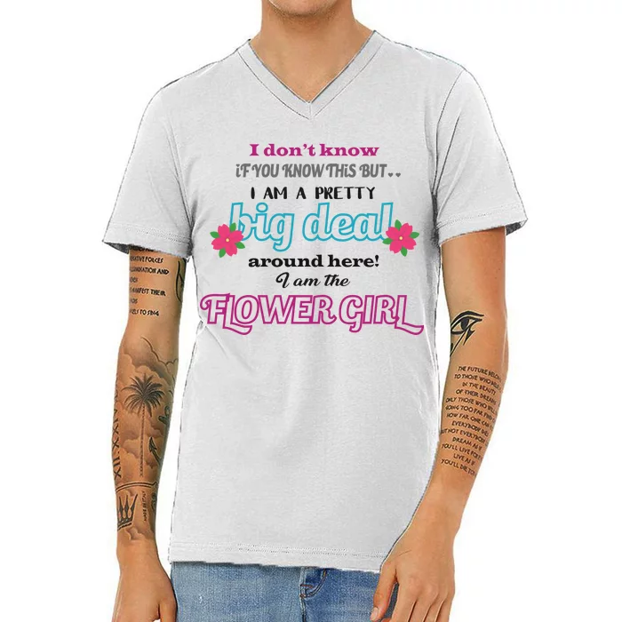 Cute Flower Girl V-Neck T-Shirt