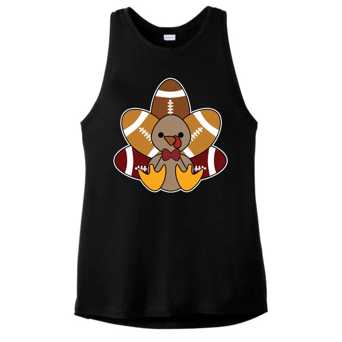 Cute Football Turkey Thanksgiving Ladies Tri-Blend Wicking Tank