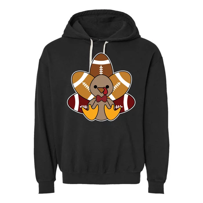 Cute Football Turkey Thanksgiving Garment-Dyed Fleece Hoodie