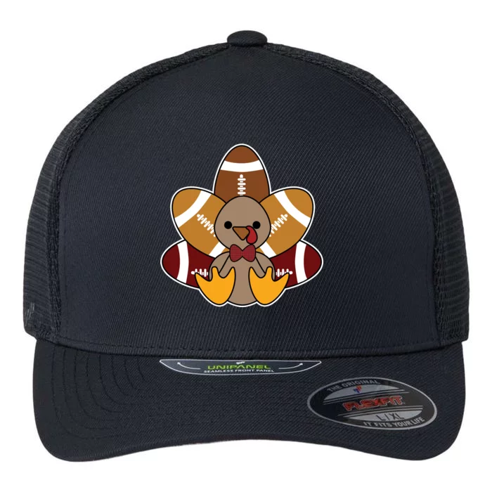 Cute Football Turkey Thanksgiving Flexfit Unipanel Trucker Cap