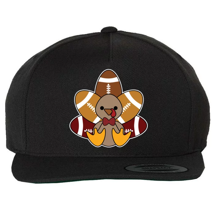 Cute Football Turkey Thanksgiving Wool Snapback Cap