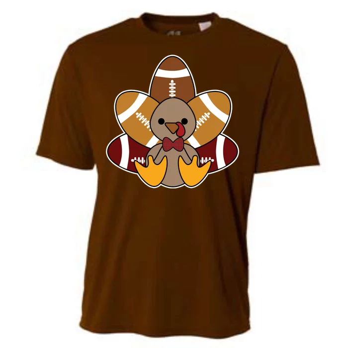 Cute Football Turkey Thanksgiving Cooling Performance Crew T-Shirt