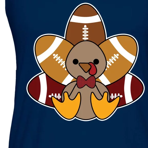 Cute Football Turkey Thanksgiving Ladies Essential Flowy Tank