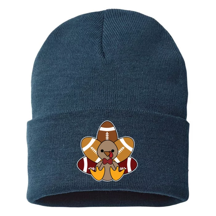 Cute Football Turkey Thanksgiving Sustainable Knit Beanie