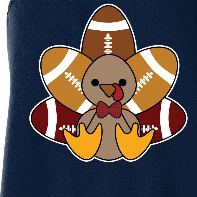 Cute Football Turkey Thanksgiving Women's Racerback Tank