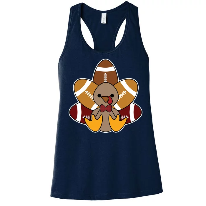 Cute Football Turkey Thanksgiving Women's Racerback Tank